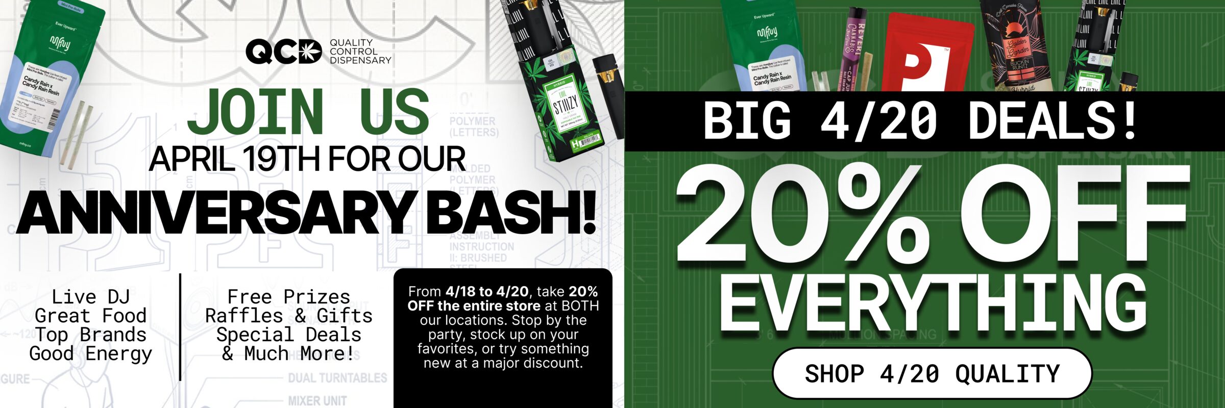 4/20 NYC 2026 at Quality Control Dispensary - 20% Off Everything April 18-20 and Anniversary Bash April 19